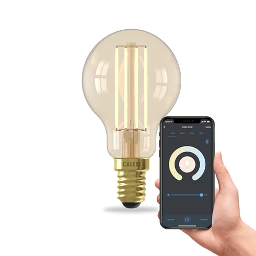 CALEX Lampadina LED Smart, E14, P45, Filamento Oro, luce calda, Dimmerabile, controllo app Wi-Fi & vocale