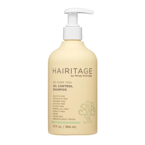 Hairitage Oil Control Clarifying Hair & Scalp Shampoo Removes Buildup, Moisturizing, Lightweight, with Aloe Vera, Probiotics, Papaya, Sulfate Free & Color Safe, Vegan - 13 Fl Oz