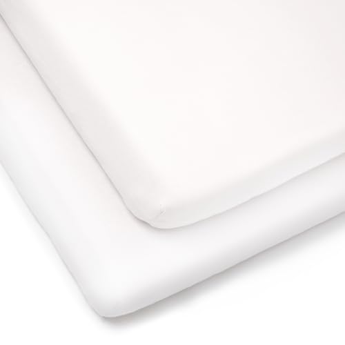 Clair de Lune 2 Pack Jersey Cotton Cot Bed Sheets 70 x 140 cm (White)