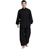 Kung Fu Tai Chi Uniform,Wing Chun Clothes,Chinese Traditional Martial Arts Cloths Unisex (Black, XXL)