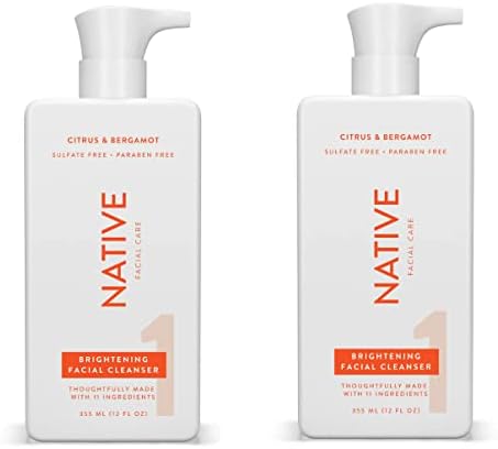 Native Brightening Face Wash, Spa Day Every Day Facial Cleanser (2 Pack) | Daily Face Cleaner for Radiant and Bright Skin, Citrus & Bergamot, 12 fl oz