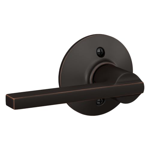 Image of SCHLAGE Latitude Non-Turning Dummy Door Handle, Reversible, Aged Bronze | Non-turning dummy lever door handle with no latch or lock, Decorative pull, One sided, Easy to install, Certified durability