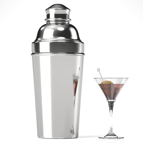 Bulipu Large Cocktail Shaker 1.8L Stainless Steel Cocktail Mixing Maker Silver Martini Bar Shaker for Bartender Cocktail Making 61oz Drink Mixer Built-in Strainer Cover
