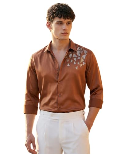 Image of IndoPrimo Men's Stylish Satin Shirt for Party, Formal, Daily and Casual Wear Full Sleeve Shirt for Mens - Trio