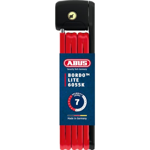 ABUS Faltschloss Bordo Lite 6055K SH mit Halterung - Extra-leichtes Fahrradschloss aus Spezialstahl Sicherheitslevel 7-85 cm - Rot – Ansicht 1