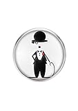 Acier inoxidable Broche en acier inoxydable, diamètre 25 mm, épinglé 0,7 mm, fait à la main, illustration Charlie Chaplin 2