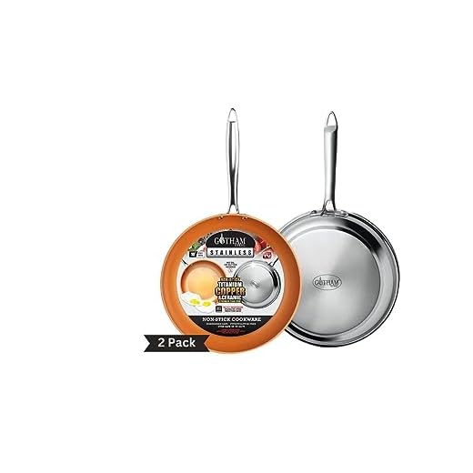 Gotham Steel Stainless Steel 2 Pack Frying Pan Set Premium Copper Nonstick Frying Pans– Tri-Ply Bonded, Coated with Titanium and Ceramic Surface for the Ultimate Release – Dishwasher Safe