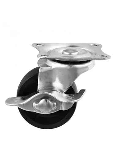 DFLPBHAV 5 Pcs/Lot Casters 1.5 Inch Black with Brake Diameter 40 Flat Lockable Furniture Tea Table Small Wheel