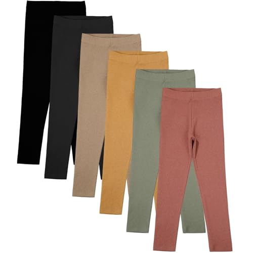 6 Pack Toddler Girl Solid Leggings Soft Comfortable Ankle Length Leggings Kids Stretchy High Waist Pants