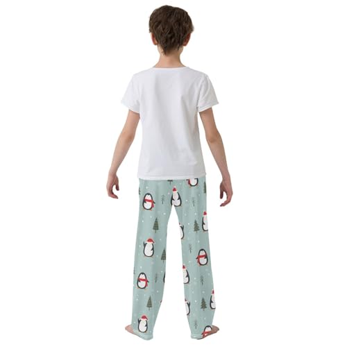Boys' Pants Cute Penguin Christmas Pine Tree Long Bottoms Jogger Pants Elastic Waist Trousers with Pockets S-XL3