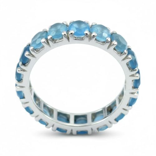 Image of 55Carat Choose Your Color Natural Gemstone Sterling Silver Band Ring Birthstone Friendship Love Size 5-13