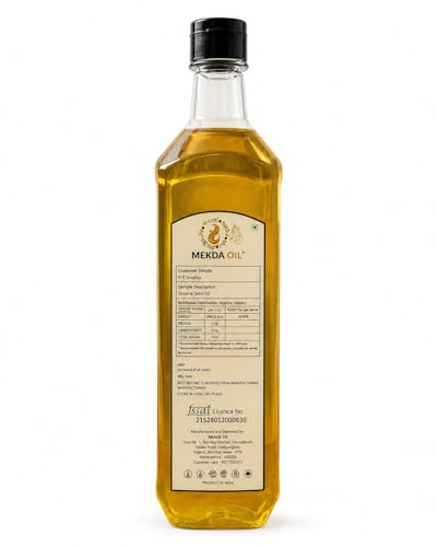 Image of MEKDA OIL Kachi Ghani Sesame Oil | Cold Pressed | 100% Pure Til Oil | Natural Cooking Oil | 1 Litre