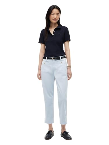 Image of Tommy Hilfiger Women's Twill Straight Chino Pants with Stretch Mid Rise Ankle Pants