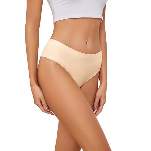 Image of voenxe Seamless Women Underwear Thongs,High Waisted No Show Ladies Panties,Breathable Comfy Active Hi Rise Cut Undies,5-Pack