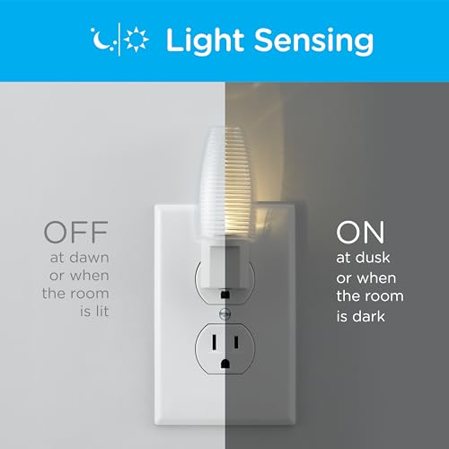 Lights by Night LED Night Light, Plug-in, Dusk to Dawn Sensor, Warm White, UL-Certified, Energy Efficient, Ideal Nightlight for Bedroom, Bathroom, Nursery, Hallway, Kitchen, 31924