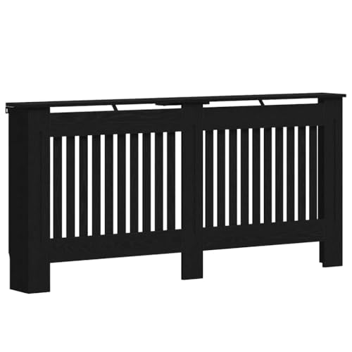 vidaXL Cache-Radiateur Chêne Noir 172 x 19 x 81,5 cm Bois d'ingénierie, Cache-radiateur rectangulaire Moderne, Bois Technique, Protection pour Enfants, déco...