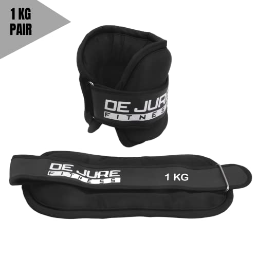Image of DE JURE FITNESS Polyester and Cast Iron Ankle Weights Set For Cardio and Weight Training, 1KG Pair (1Kg x 2 = 2kg) (P) Yellow (Black-Black)
