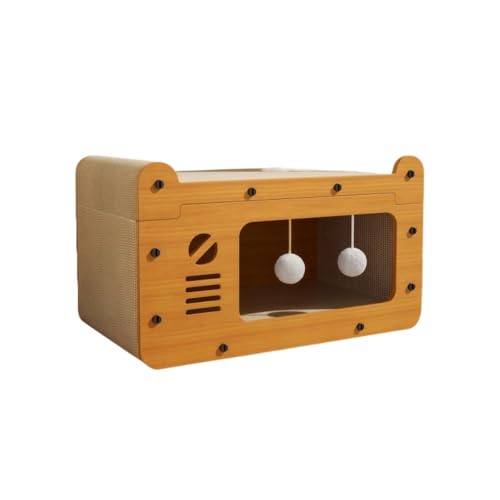 キャット猫爪研ぎハウス 2 段階段式 563030cm (0-12kg 用) ダンボール/木製 屋内隠れ家機能 おしゃれデザインEnergyDeer (51サイズ 二段式 猫ハウス 片開きドア,?准)