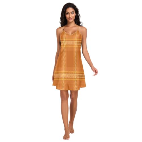 Chemise de nuit en soie ambre col en V et bretelles réglables