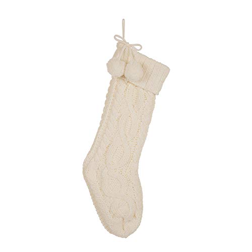 Glitzhome 24' L White Knitted Polyester Christmas...