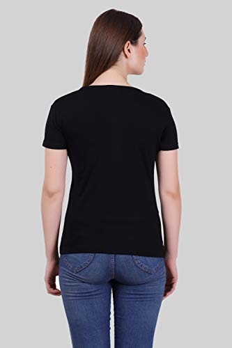 Image of FLEXIMAA Women's Cotton Plain V Neck Half Sleeve T-Shirt