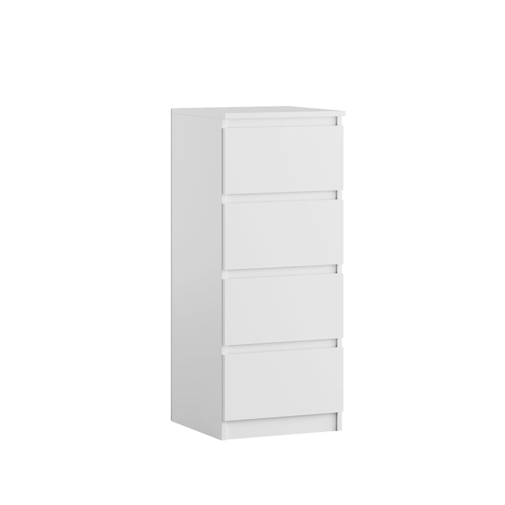Kommode mit 4 Schubladen | Weiß 40 cm Ideal für Schlafzimmer, Wohnzimmer, Kinderzimmer und Büro | Geräumige Kommode| Modernes Design | 40 x 97 x 40 cm