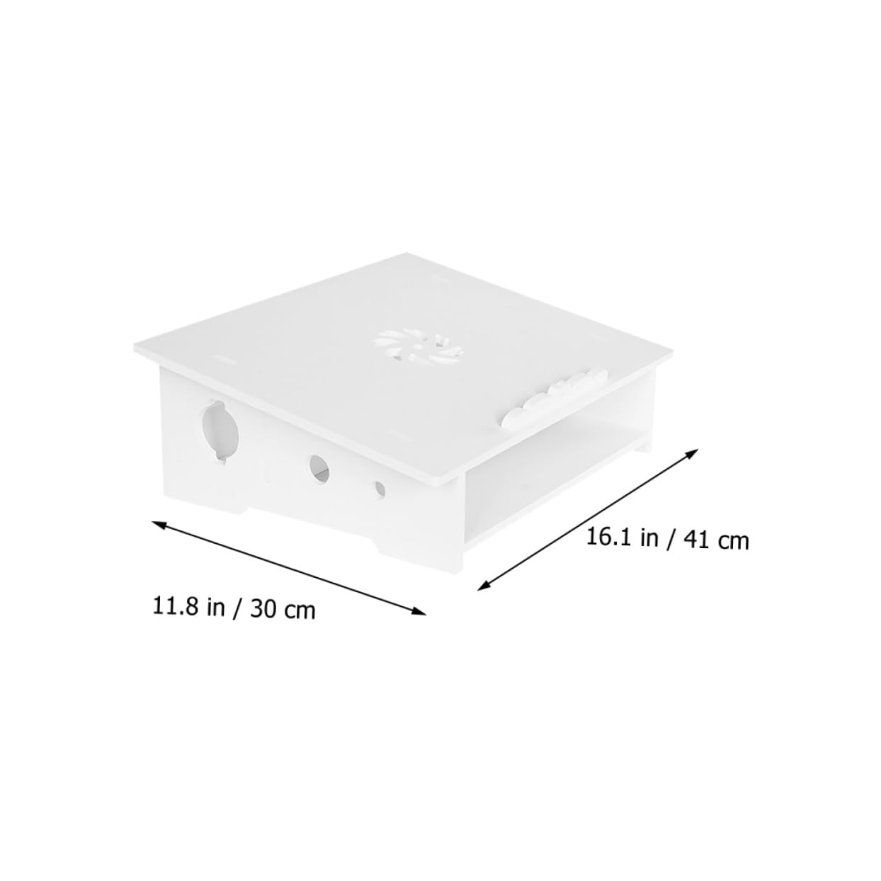 Support D'ordinateur Portable Blanc en Bois et Plastique, Stable et Gain de Place, Accessoire Informatique pour Bureau et École