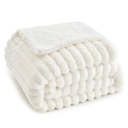 Topfinel Dicke Decke Kuscheldecke 150x200 weiß Wolldecke Kunstfell XL...