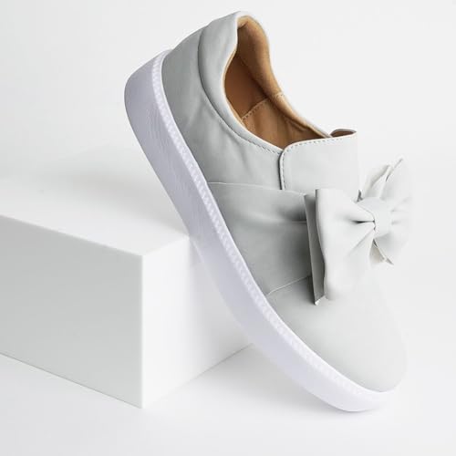 Image of J. Adams Wally Platform Sneakers for Women - Comfortable Slip On Shoes with Bow