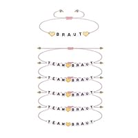 OUDQFCJ 6 Stück Team Braut Armbänder Set,Jga Armbänder Team Bride Frauen Deko Junggesellinnenabschied,Junggesellenabschied Frauen Poltern,Hen Bachelorette Party Accessoires Rosa