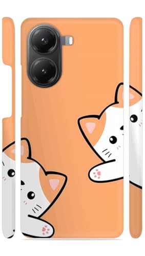 Image of Orange White Kitties Designer Printed Hard Back Cover for Poco X7 Pro 5G Attractive and Uniquely Crafted Smartphone Case