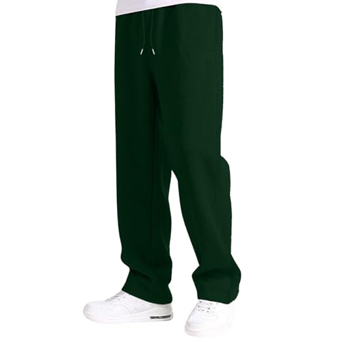 Men's Baggy Sweatpants Wide Leg Fleece Drawstring Casual Pants Elastic Waist Athletic Loose Fit Cozy Trousers with Pockets2