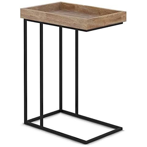SIMPLIHOME End Table, Wood, Natural, 18 Inch Cover