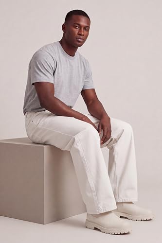 Image of Plaid&Plain Men's Baggy Jeans Wide Leg Heavyweight 100% Cotton Loose Fit