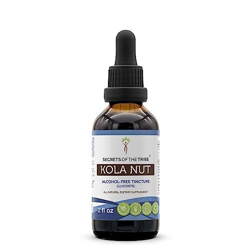 Secrets of the Tribe Kola Nut Tincture Alcohol-Free Extract, Kola nut (Cola Acuminate) Dried Nut (2 FL OZ)