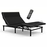 RIDFY Queen Size Adjustable Bed Frame with Remote, Zero Gravity Electric Base with Head and Foot Incline, Quiet Motor Power Bed for Back Pain, USB Ports & Under Bed Lighting, Black (King)