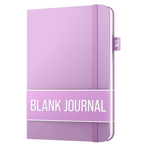 Scribbles That Matter | A5 Blank Journal Notebook | Plain 150 pages, 120gsm thick paper, 2 bookmarks, penloop, (V) leather hard cover | Men and women journals for writing | Lavender