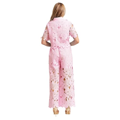 Conjunto de 2 piezas de encaje formal con pantalón ancho 5