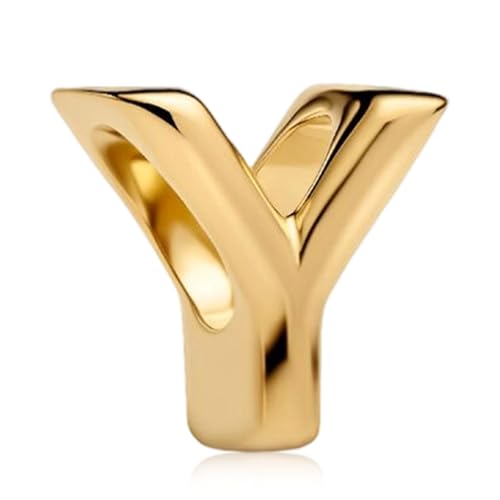 Amieween Initial Letter Alphabet Y Charms 14K Gold Plated, Women, Gifts, Love Mom Family Friend Birthday Anniversary Christmas Mothers Valentine's Day, Bracelets and Necklaces A-Z Charm for Pandora