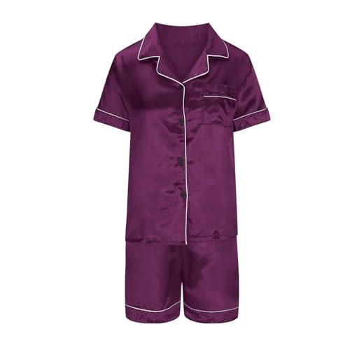 Pyjama 2 pièces en satin évitant la chaleur nocturne ensemble short - 5
