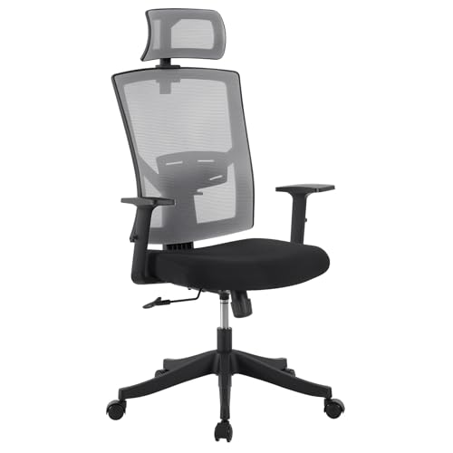 Office Chair 350lbs Ergonomic Desk Chairs with Adjustable Lumbar Support, Headrest, Flip-Up Arms and Tilt Lock, Swivel Home Office Desk Chairs with Rolling Wheels, Comfy Mesh Chair for Adults