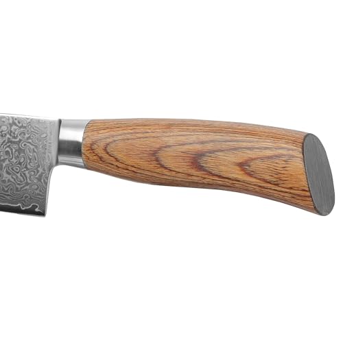 Foto von Wakoli EDIB Pro Messer - Damastmesser-Set (3-teilig) Küchenmesser aus 67 Lagen Damaststahl mit VG10-Kern - Pakkaholzgriff - Scharfe Messer für Fleisch, Fisch & Gemüse - Küchenmesser Set in Holzbox
