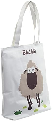 Puckator BAAG Sheep Cotton Tote Shopping Gift Bag with Zip and Lining, Fabric, Mixed, Height 39cm Width 37cm Depth 9.5cm