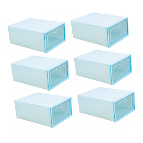 Ciieeo 6pcs Stackable Transparent Drawer Type Shoes Organizer Space Saving Container for Closet Entryway and Storage Cabinet Design with Reinforced Structure