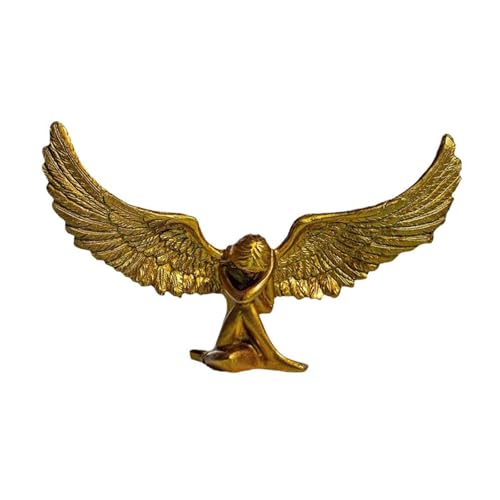MagiDeal Engelstatue, Skulptur, Heimdekorationskollektion, kreative, zarte Engelfigur, Ornament für den Tisch, drinnen und draußen, Wohnzimmer, Gold