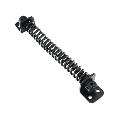 Tendeur de porte en fer robuste à fermeture automatique - Tendeur réglable en époxy noir pour portes de jardin, portes de clôture, portails en bois