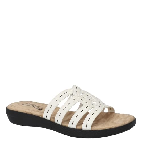 Sandales Cammie Slide Easy Street femme blanches et nu-pieds Narrow