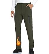 sherelie Men's Fleece Lined Hiking Cargo Pants Snow Ski Pants Softshell Water-Resistant Winter Co...