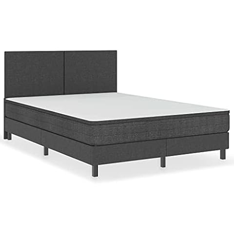 vidaXL Cama Box Spring con Colchón Tapizada Muelle Gris Oscuro 180x200 cm Cover
