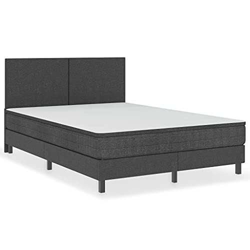 vidaXL Boxspringbett, grau, Stoff, 180 x 200 cm